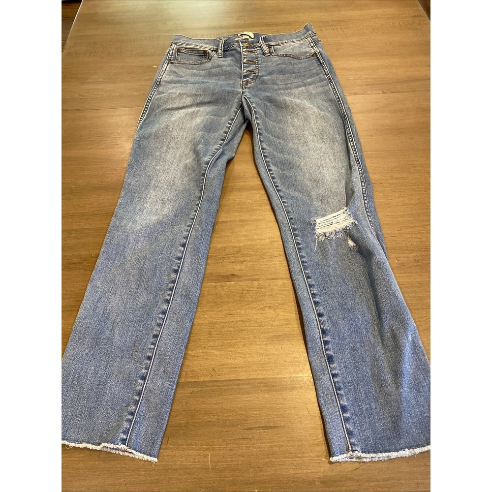 J Crew‎ Women's Jeans Size 27 Vintage Straight Button Up Distressed Raw Hem